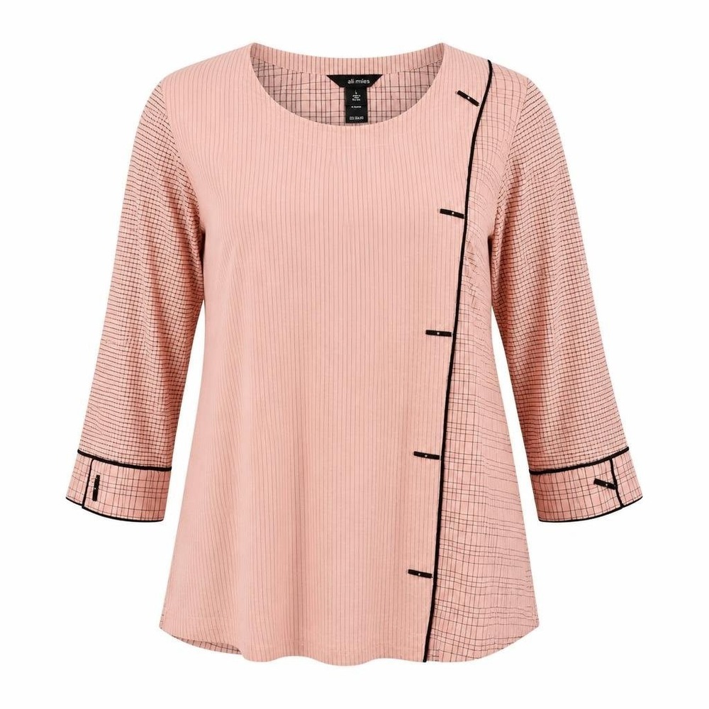Ali Miles Tunic Top Womens L Pink Artsy Wearable Art Lagenlook Asymmetric Blouse